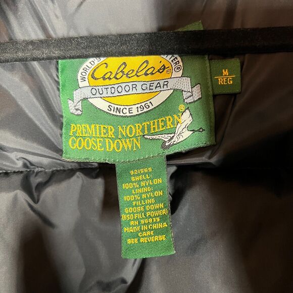 Cabelas Goose Down Puffer Vest Mens Medium Black Outdoor Warm Winter Hunting - Picture 4 of 7